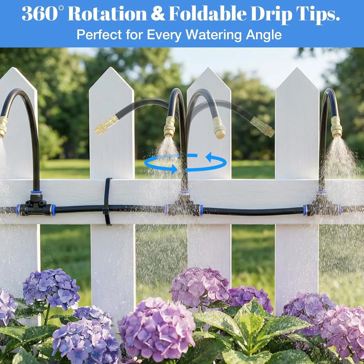 Drip Irrigation System 100FT 5/16", Upgrade Garden Sprinkler Kit with 25PCS 360° Adjustable Copper Nozzles, Automatic Misting Watering System for Raised Beds, Greenhouse, Lawn, Patio, Yard & Potted Plants