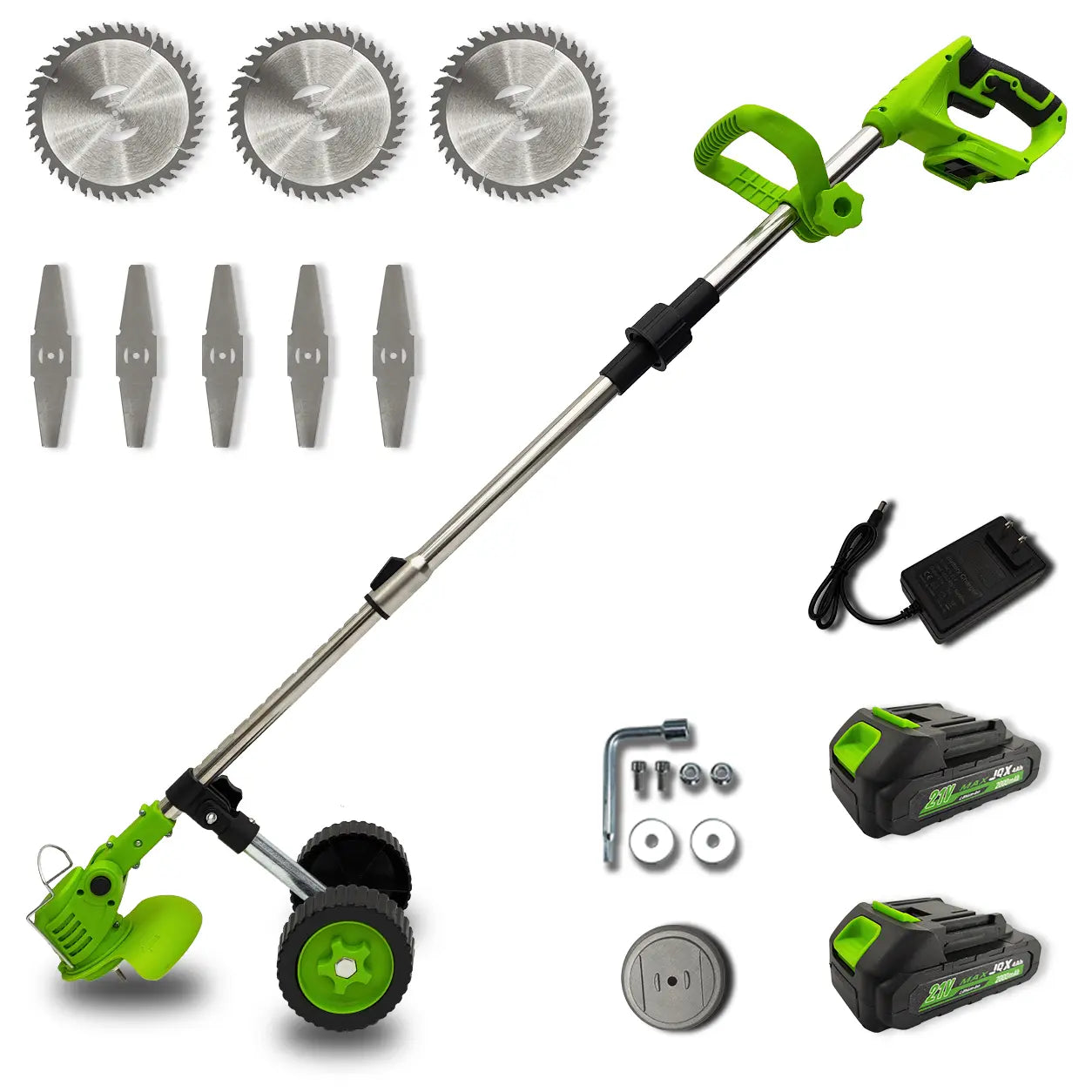 3-In-1 Cordless Weed Wacker, Grass Trimmer, and Lawn Edger Trimmer & Brush Cutter with Wheels, 21V Cordless Weed Wacker with 2 High-Capacity Batteries, Adjustable Lightweight Weed Eater with Multi-Blades, Lawn Care,Women-Friendly