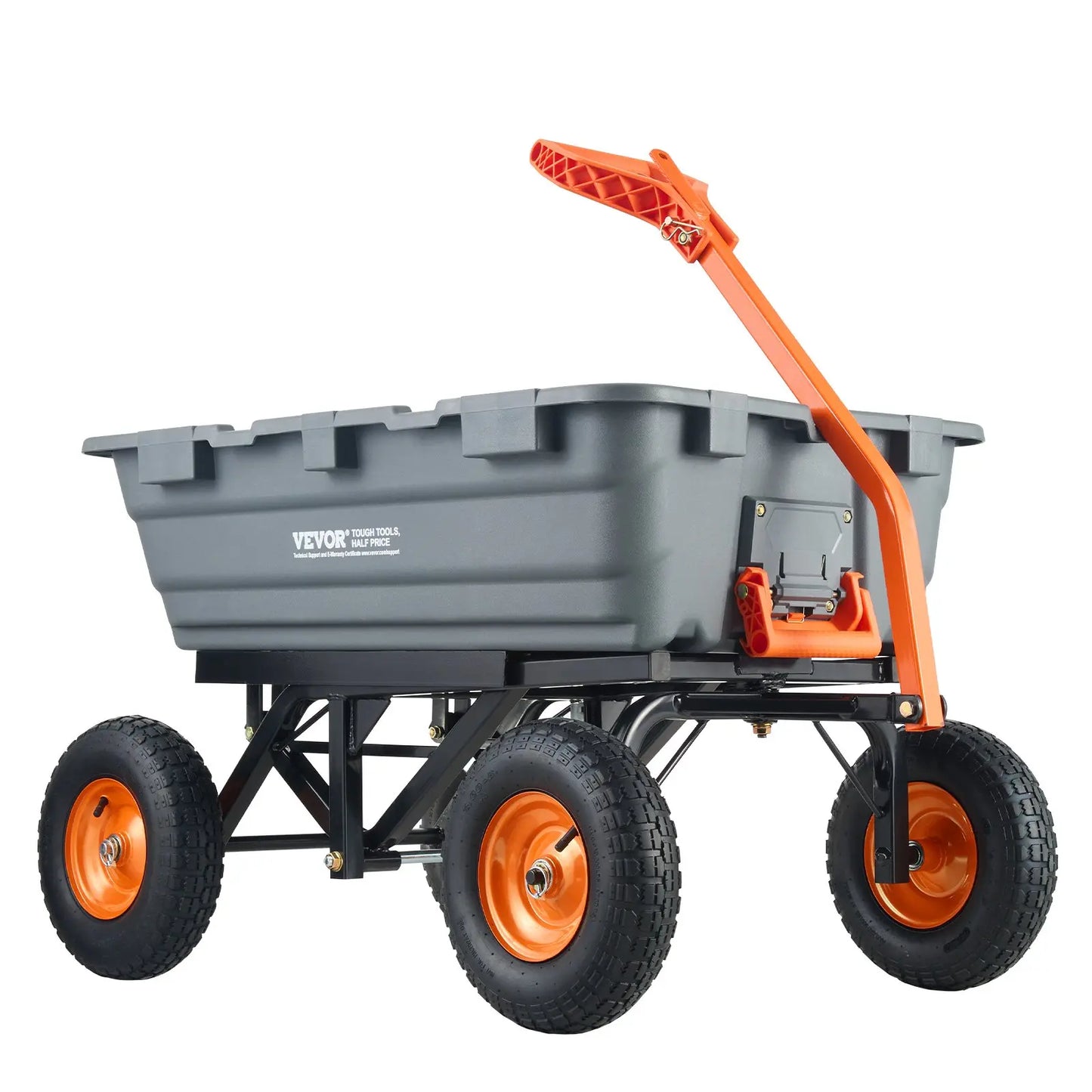 【Dealsforyoudays】Vevor Poly Garden Dump Cart with Easy to Assemble Steel Frame 2-In-1 Convertible Handle13 Inch Tiresmax Capacity 1500 Lbsutility Wheelbarrow Productivity Yard