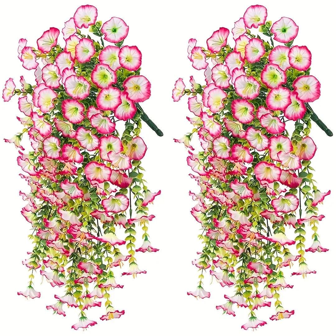 2/4/6/8 Pack Silk Hanging Morning Glory Vines with Plastic Stems, Uv-Resistant Artificial Outdoor Flowers, Plants Ornaments for Home Garden House Decor,Summerwins