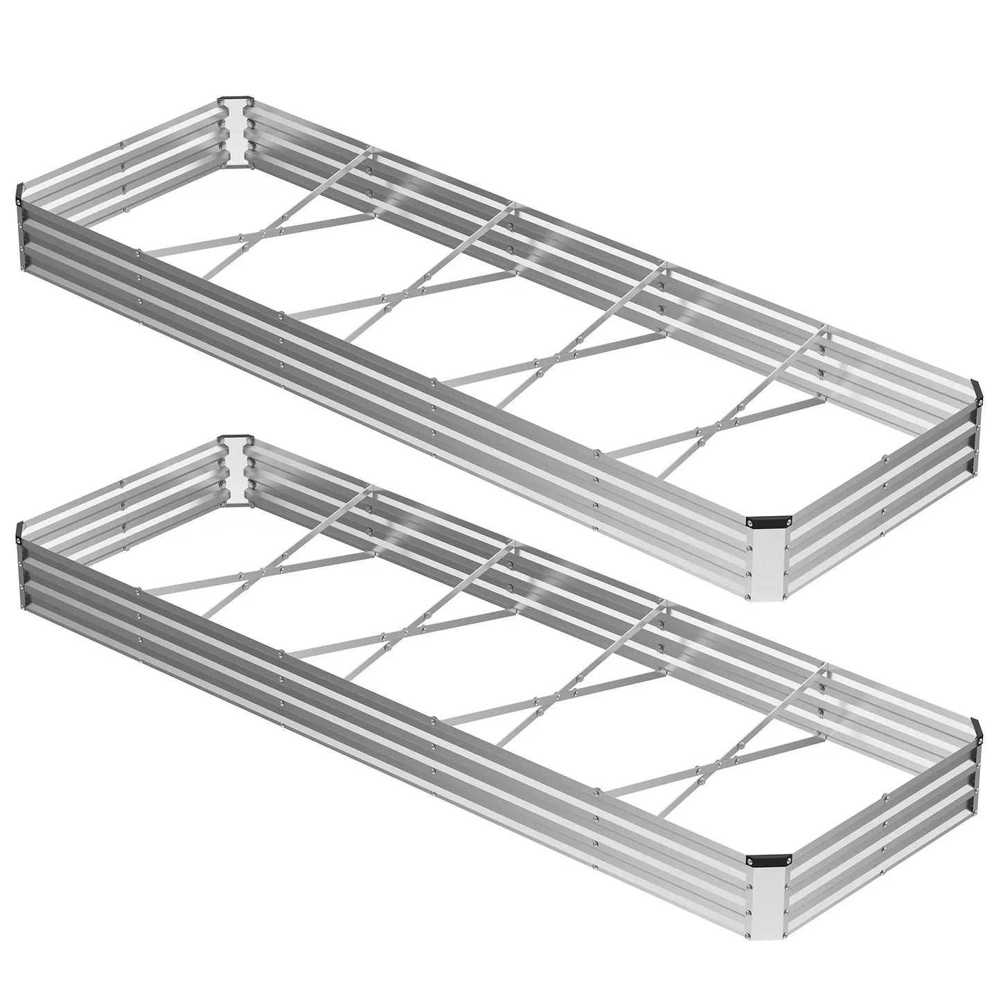 Raised Garden Bed, Outdoor Planter Box with Open Bottom Design, Metal Large Garden Bed for Vegetables, Herbs & Flowers, Rustproof for Backyard & Patio, Silver