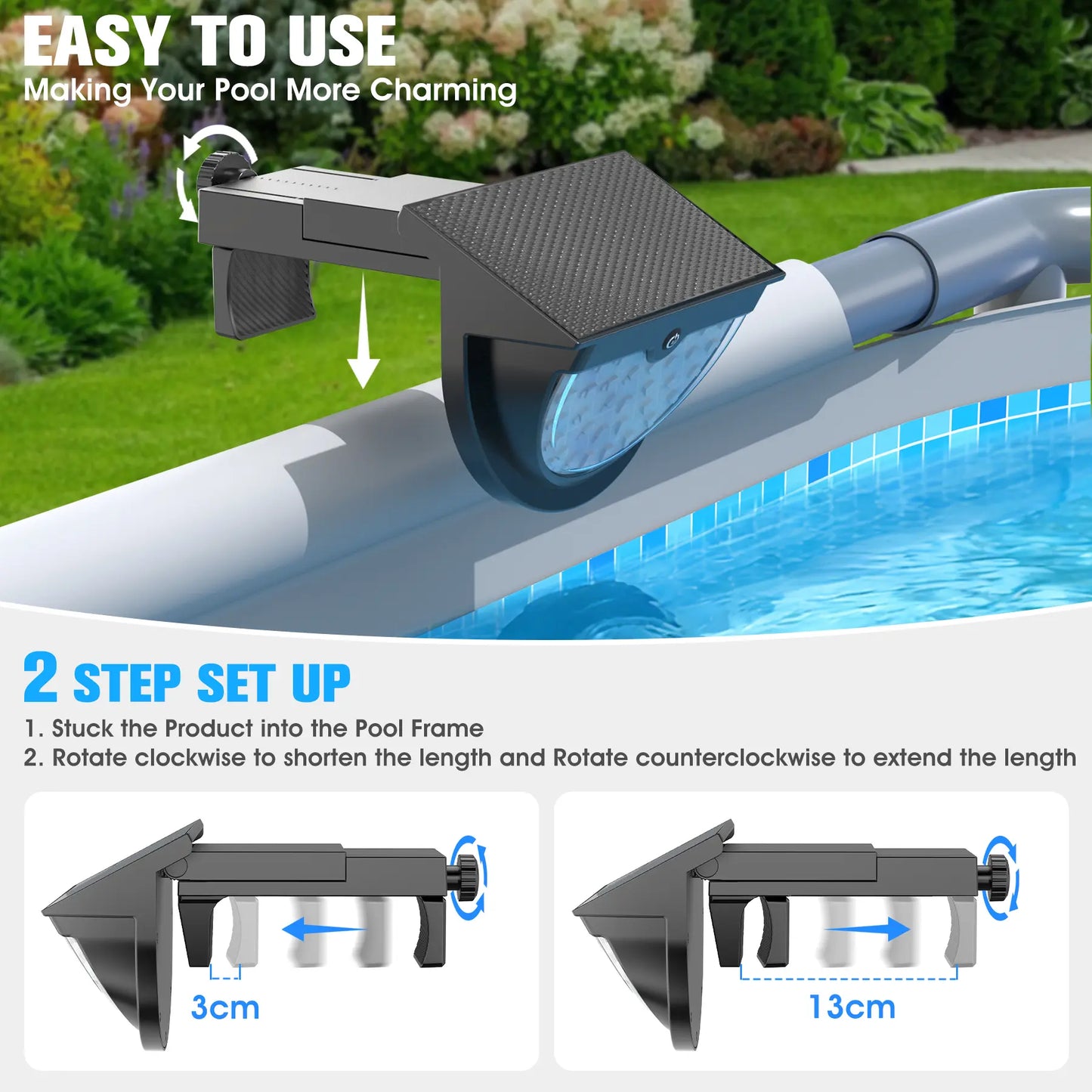 Upgraded 2026 Solar Powered Waterproof Pool Lights for Above Ground Pools - Color Changing Outdoor Lighting Accessory (1 Piece)