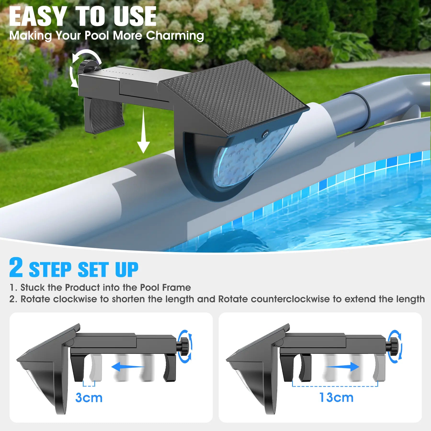 Upgraded 2026 Solar Powered Waterproof Pool Lights for Above Ground Pools - Color Changing Outdoor Lighting Accessory (1 Piece)