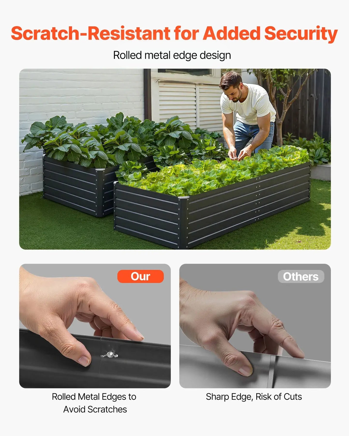【Dealsforyoudays】Vevor Galvalume Metal Raised Garden Bedgray Outdoor Planter Box with Open Bottom Designlarge Raised Garden Beds for Growing Vegetablesflowers, Garden Boxes Outdoor Raised, Planting Container