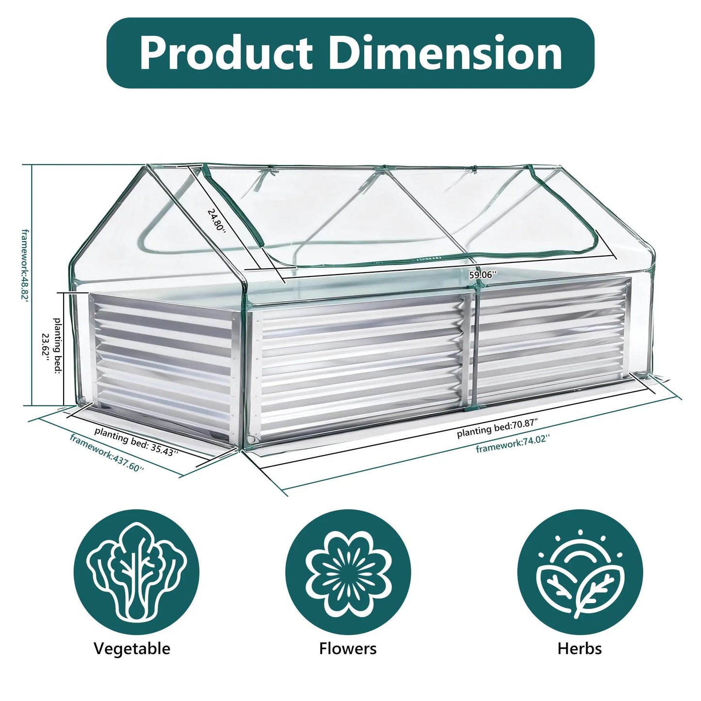 Raised Garden Bed, Outdoor Planter Box with Open Bottom Design, Metal Large Garden Bed for Vegetables, Herbs & Flowers, Rustproof for Backyard & Patio, Silver