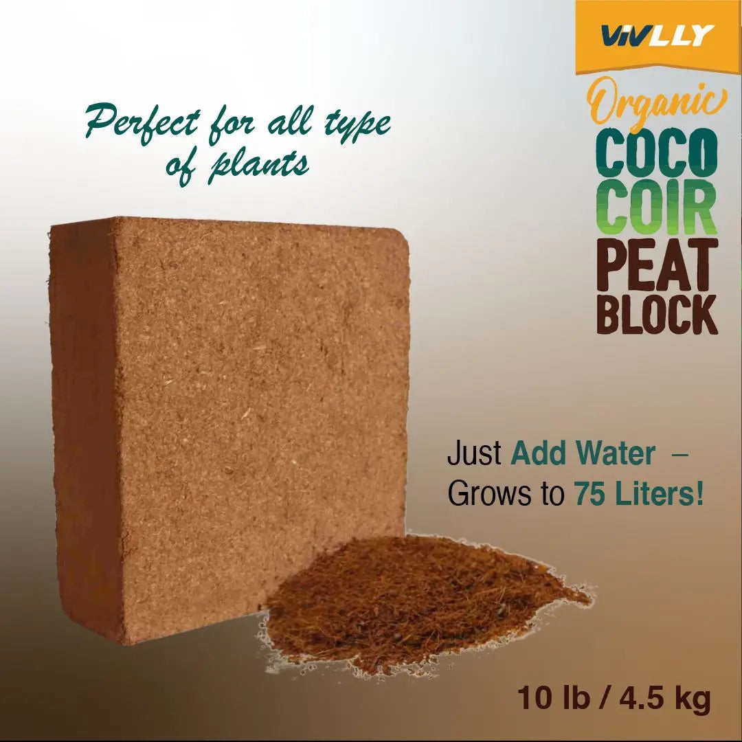 10Lb Coconut Coir Brick Organic Potting Soil Substrate Expands in Water Ph-Adjusted for Indoor Plants Premium Garden Supplies Eco-Friendly