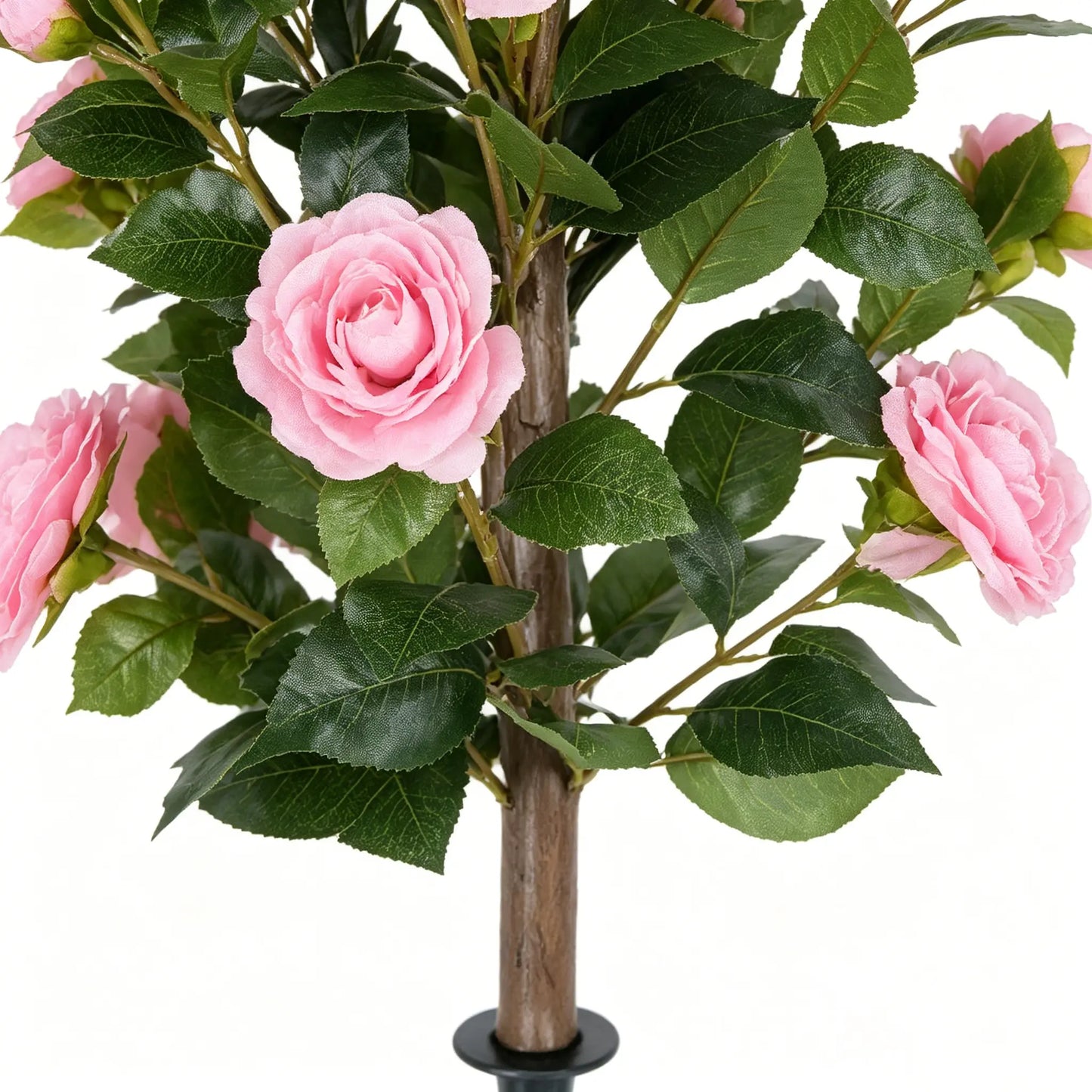 35" Realistic Artificial Camellia Tree, 2 Pcs No Fading Fake Flower Shrub, Weather Resistant Artificial Plants for Bedroom Patio Wedding Home Decoration, Best Housewarming Present